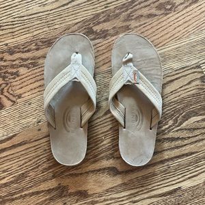 Women’s leather rainbow flip flops